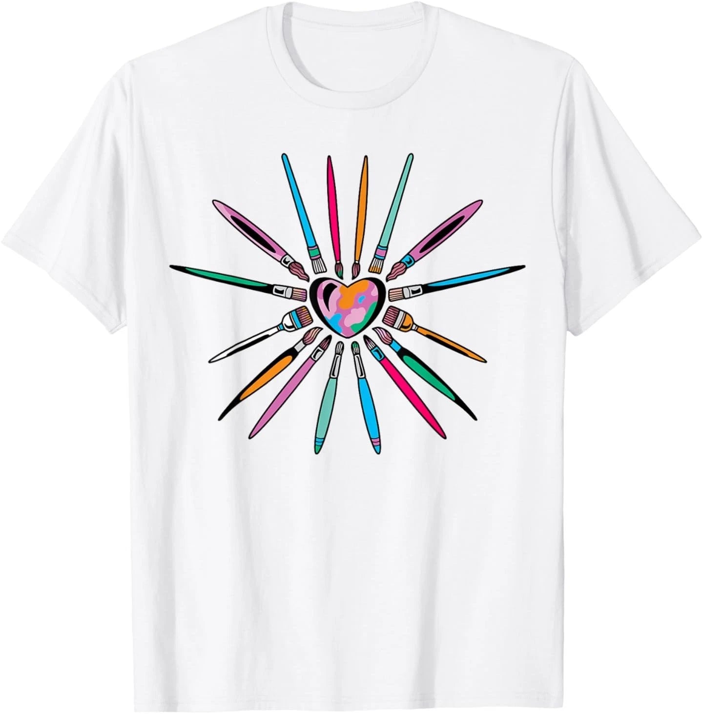 Cool Brush Heart Shape Art Teacher Paint for Artist Painter T-Shirt