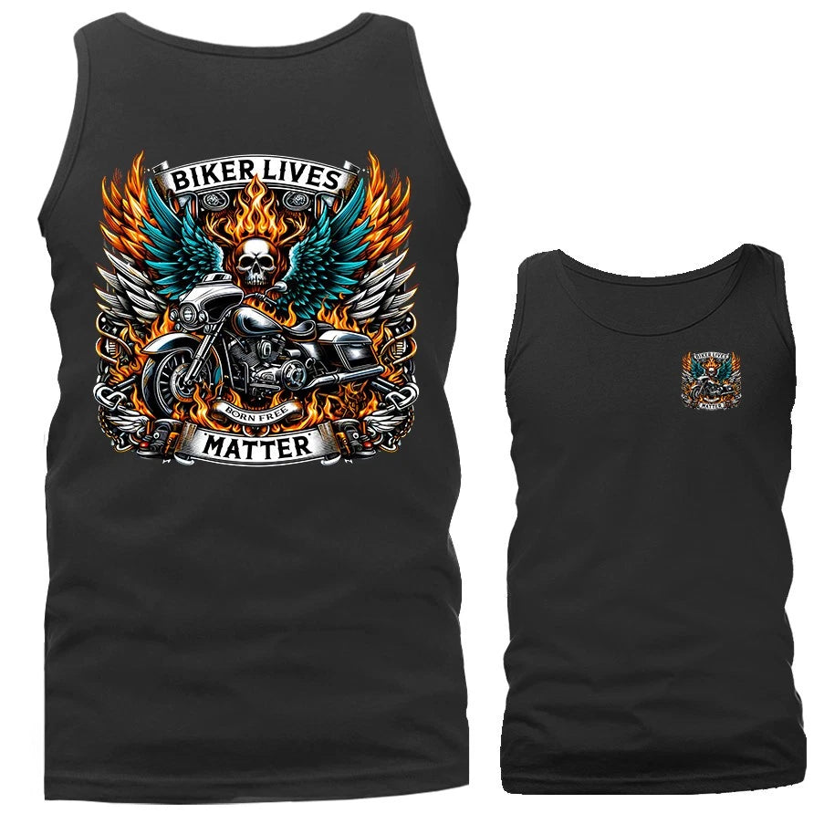 Biker Lives Matter Skull Motorcycle Flaming Wings Tank Top