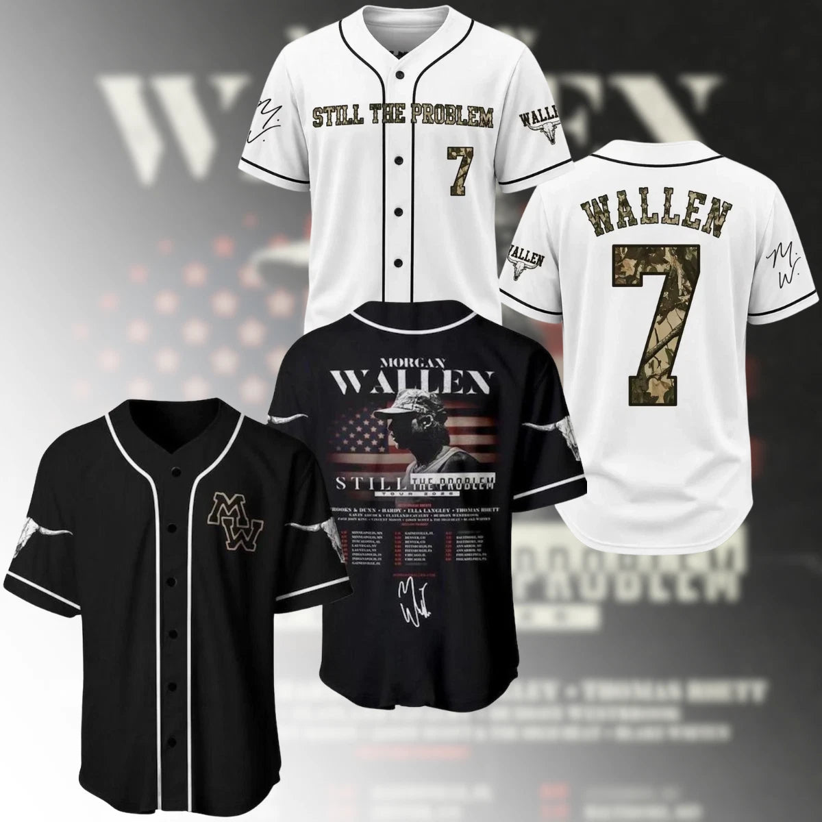 Morgan Wallen Still The Problem Tour 2026 Baseball Jersey FULL SIZE