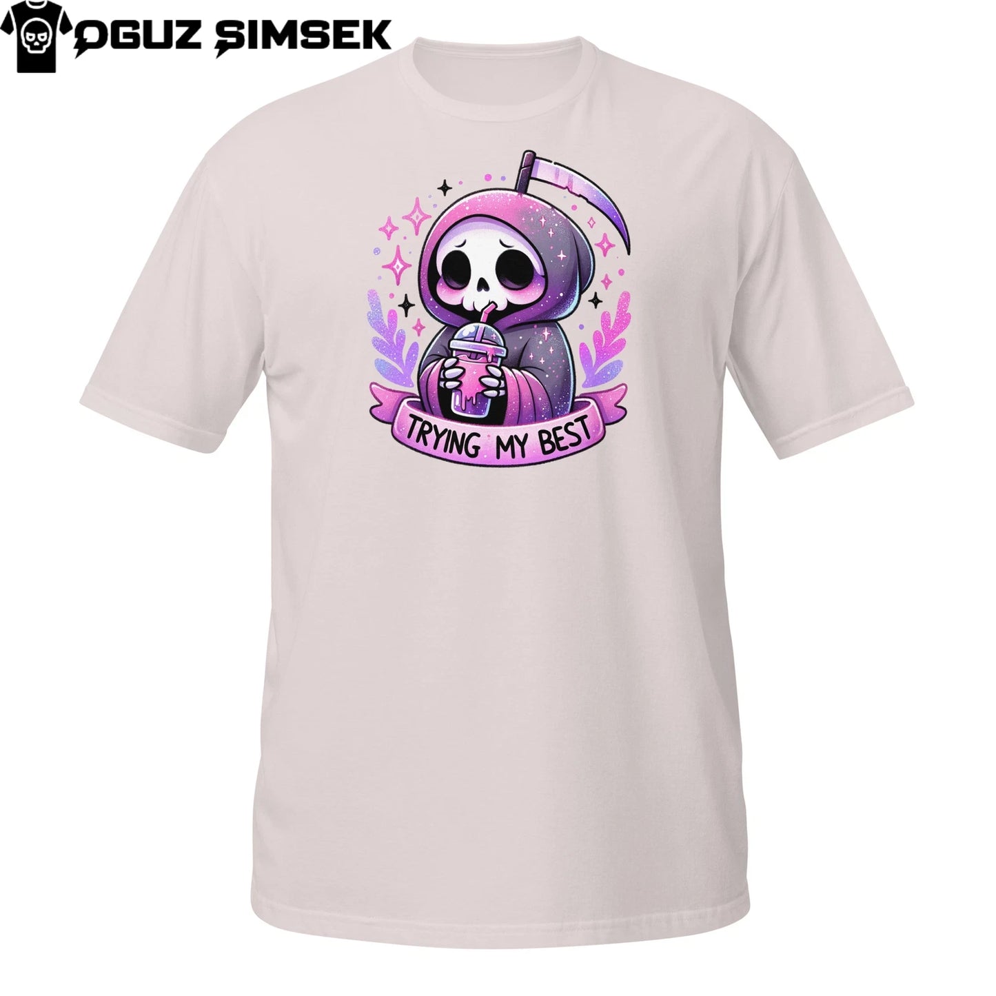Trying My Best Grim Reaper T-Shirt | Cute Pastel Skeleton Dark Humor Tee