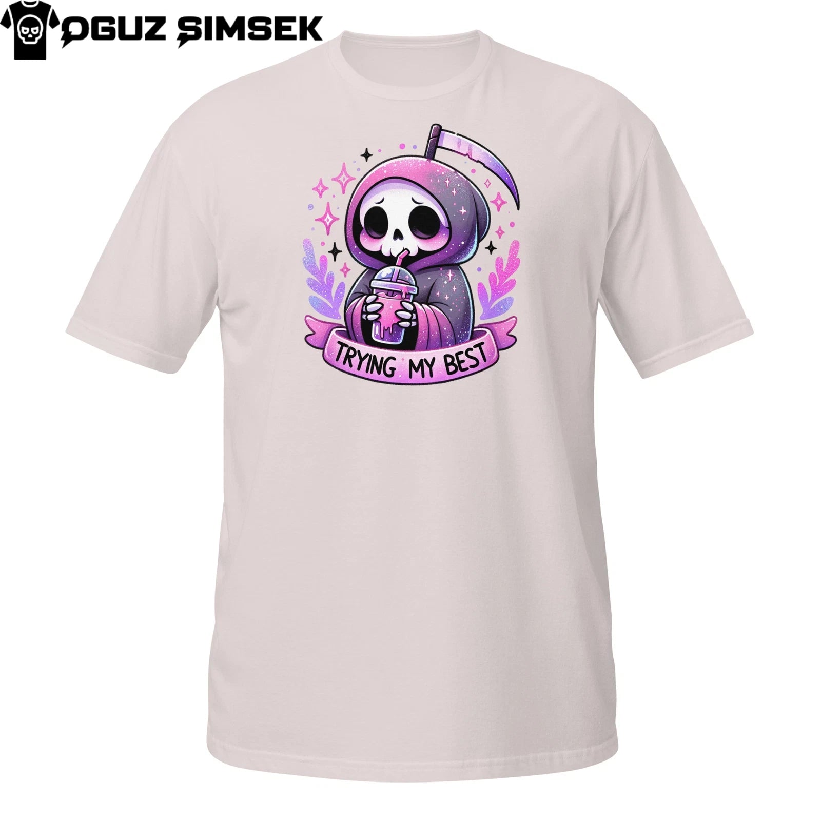 Trying My Best Grim Reaper T-Shirt | Cute Pastel Skeleton Dark Humor Tee