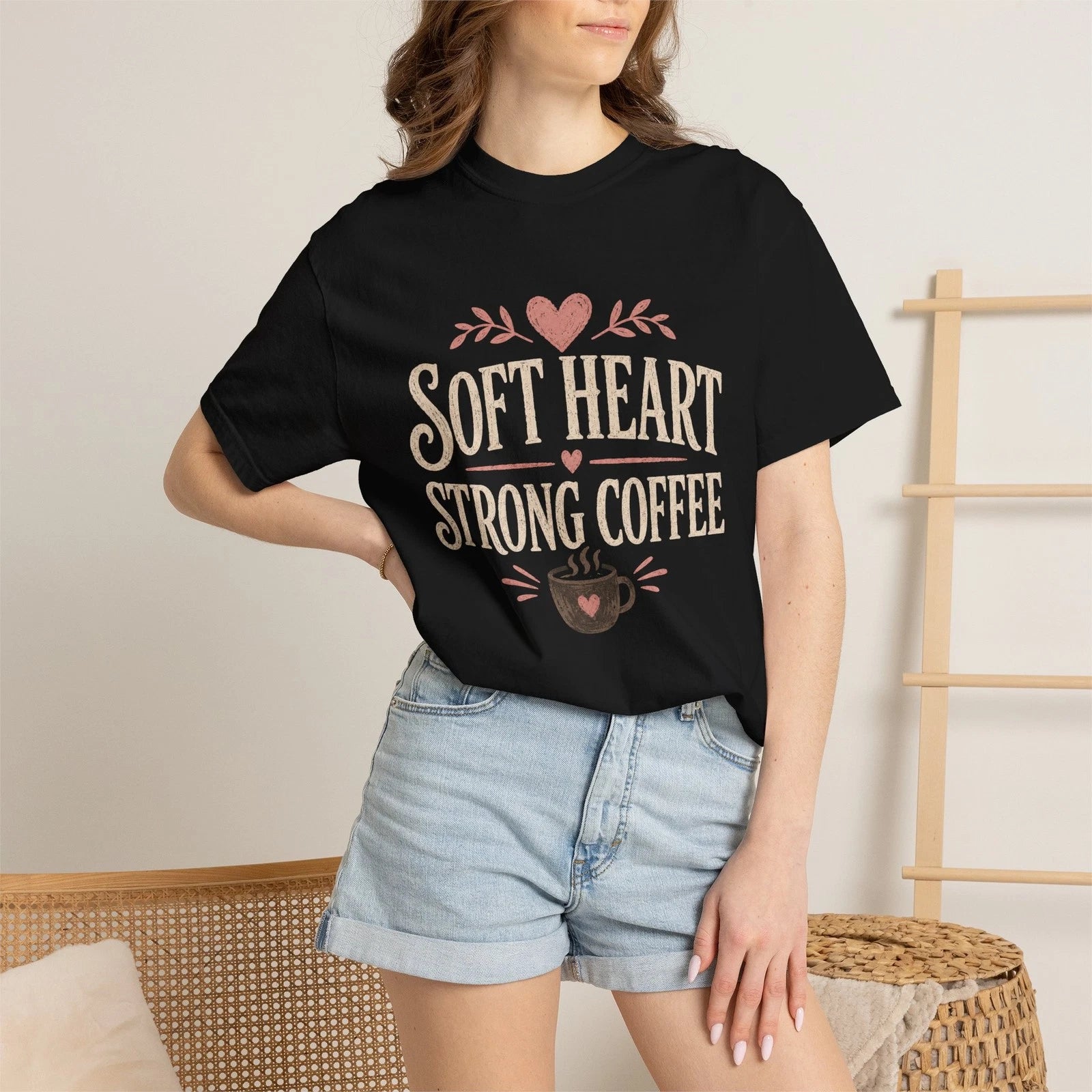 Soft Heart Strong Coffee T-shirt | Coffee Lover Tee
