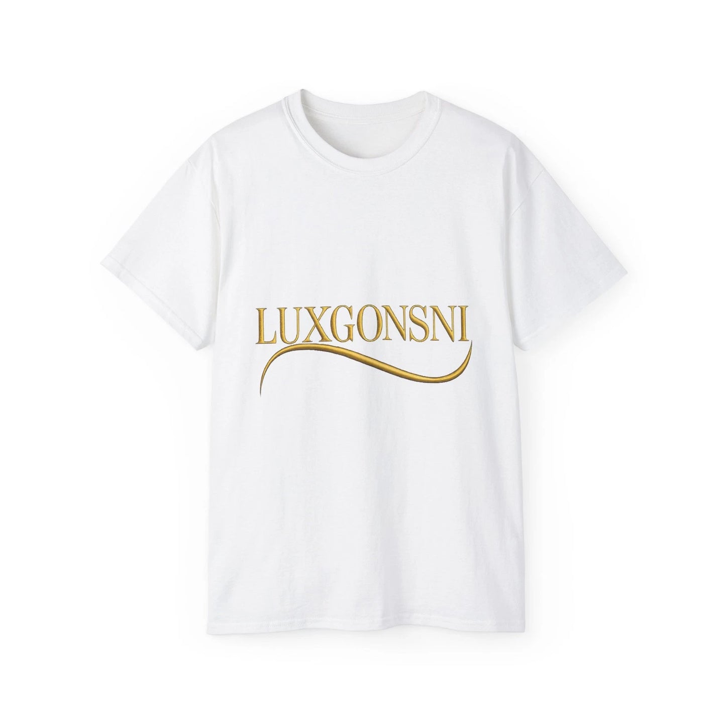 LUXGONSNI Gold Logo T Shirt Luxury Minimalist Streetwear Tee Men Women
