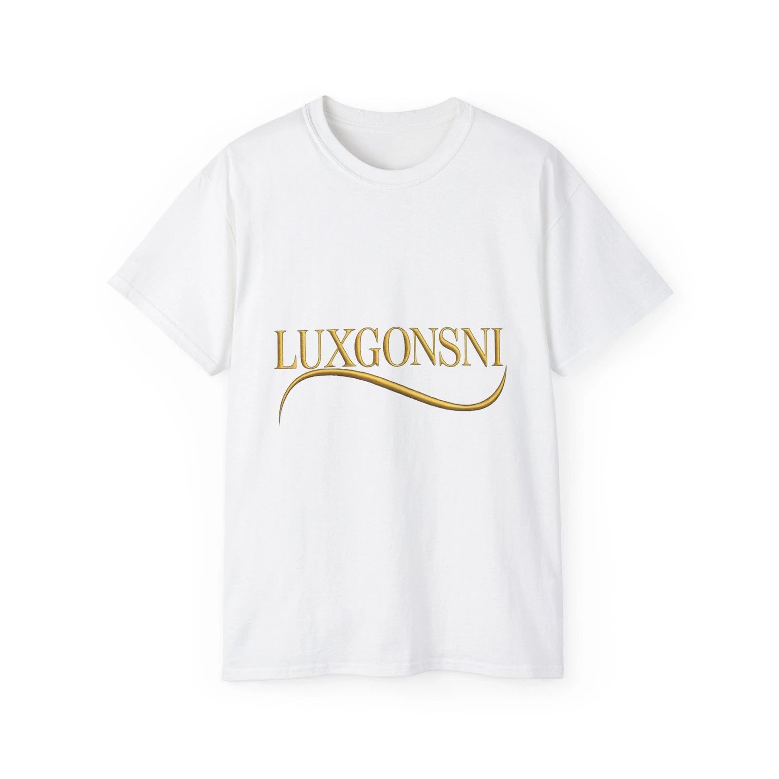 LUXGONSNI Gold Logo T Shirt Luxury Minimalist Streetwear Tee Men Women
