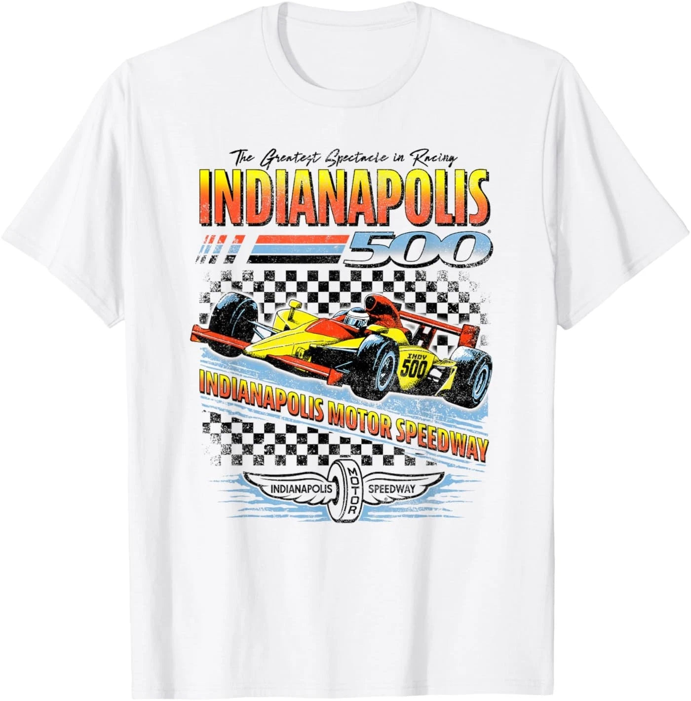 Indy 500 The Greatest Spectacle in Racing Distressed Poster T-Shirt