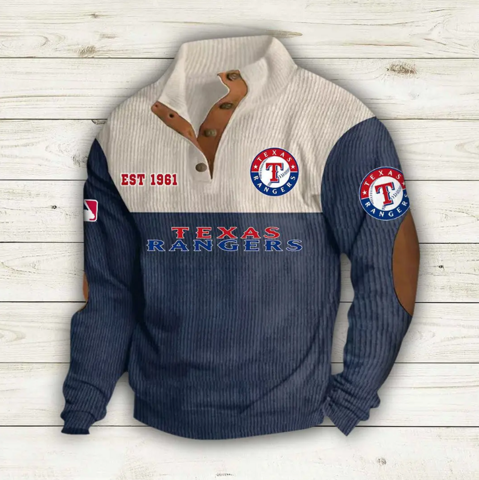Texas Rangers Baseball Corduroy Stand Collar Sweatshirts
