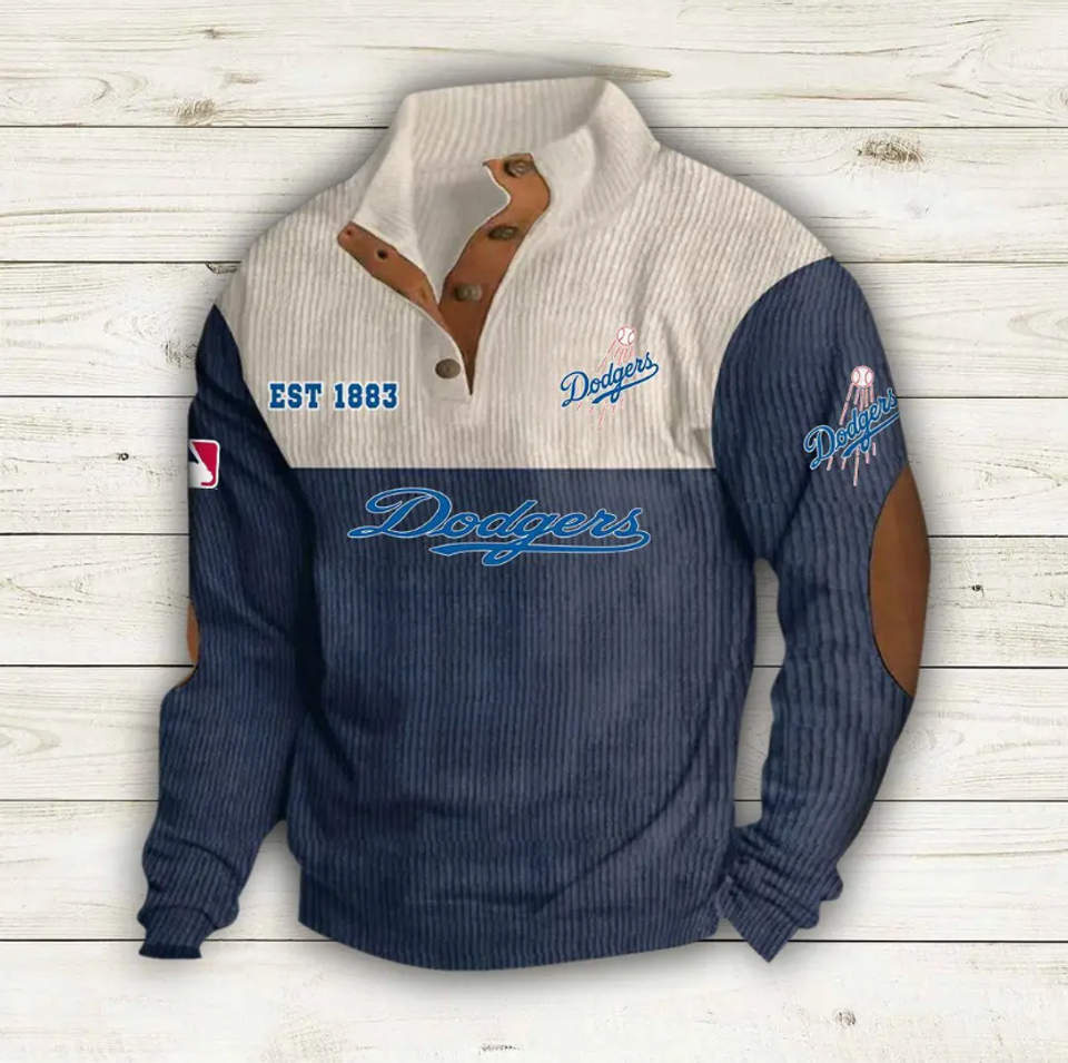 LA Dodgers Baseball Corduroy Stand Collar Sweatshirts