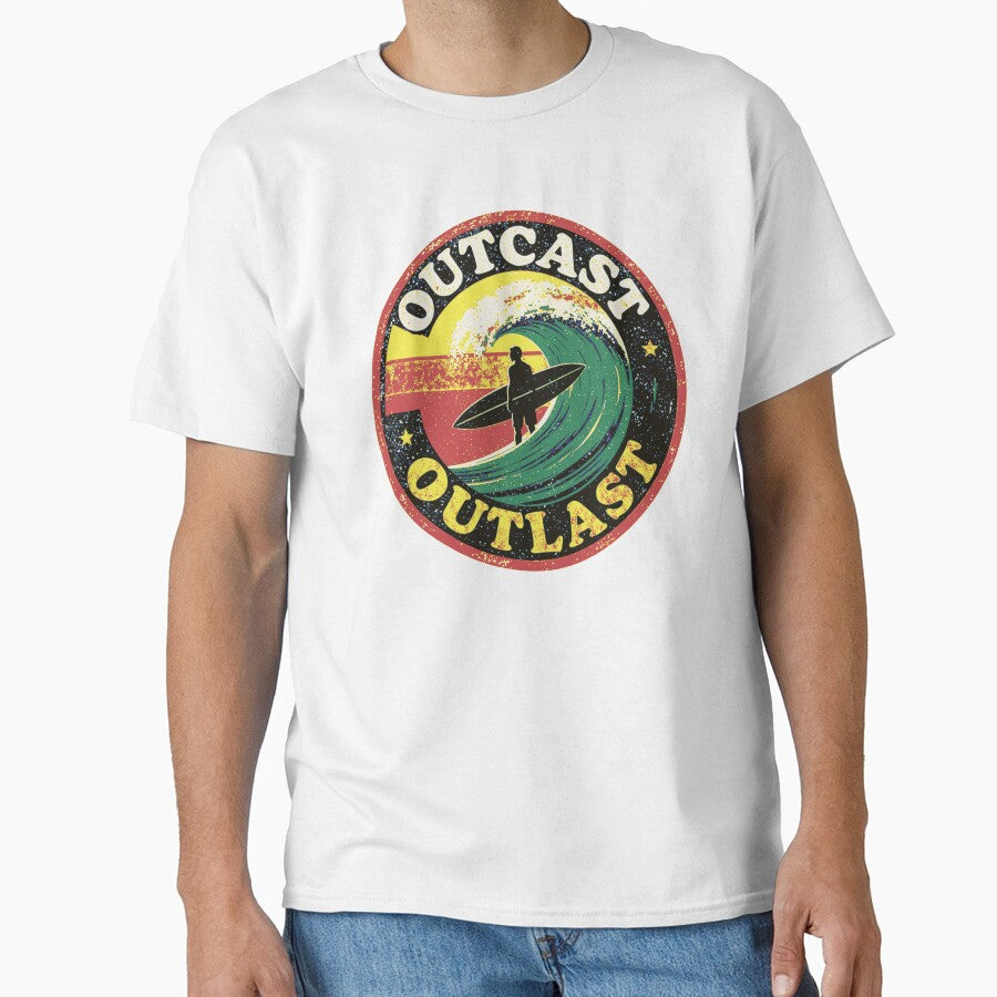 Outcast Outlast Retro Surf Badge – Vintage Surfer Circle by KerstlOnTheWing