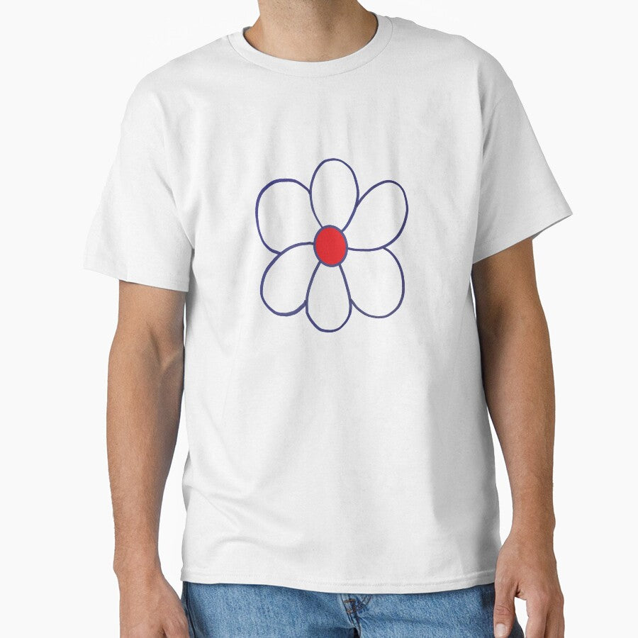 Big Simple Six Petal Flower in Basic Blue and Red by BelindaFuller