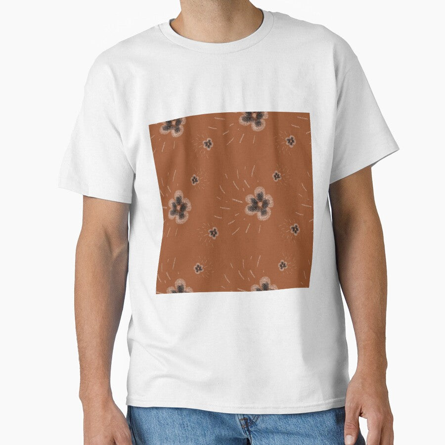 Flower flora stroke simple sketch brown pattern by Yana Mustafina | Boho Soulful Designs