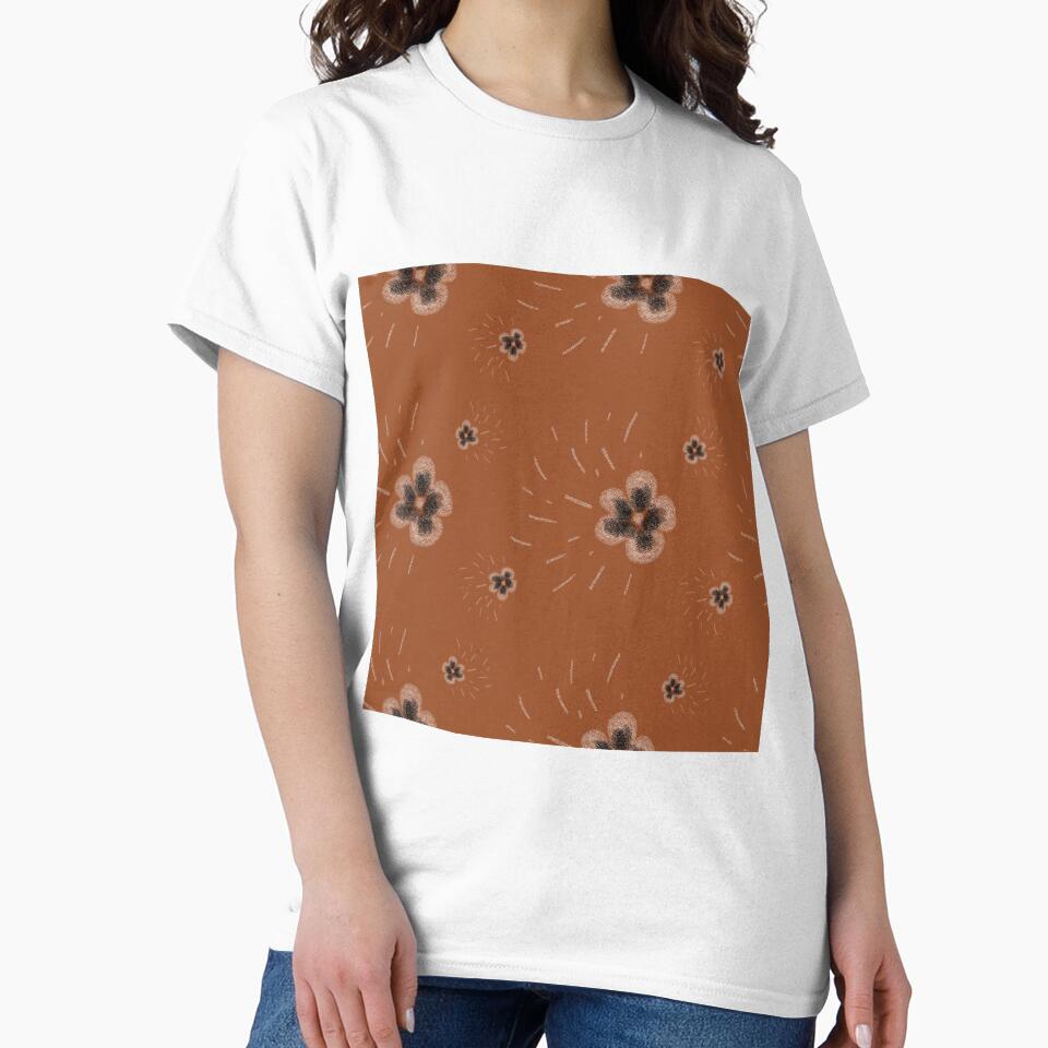 Flower flora stroke simple sketch brown pattern by Yana Mustafina | Boho Soulful Designs