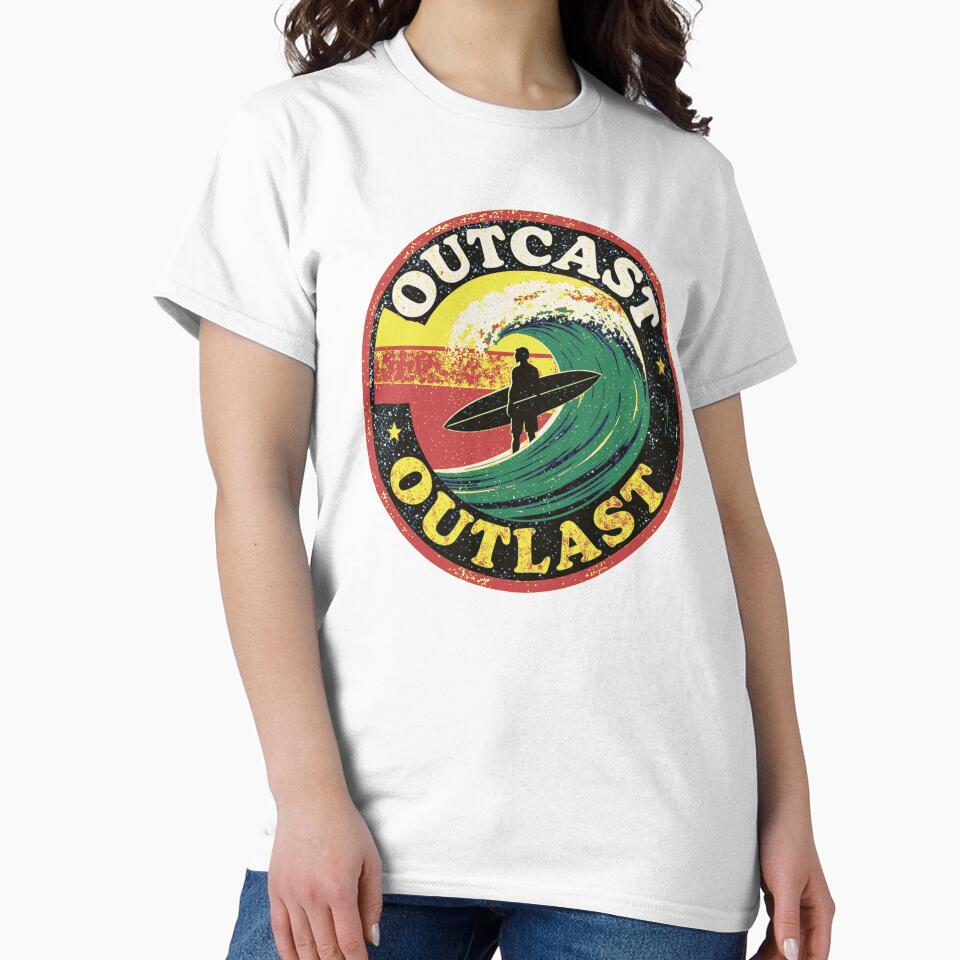 Outcast Outlast Retro Surf Badge – Vintage Surfer Circle by KerstlOnTheWing